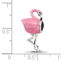 Sterling Silver Reflections Pink Enamel Flamingo Bead view 4