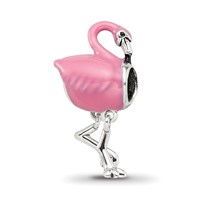 Sterling Silver Reflections Pink Enamel Flamingo Bead view 1