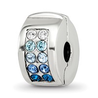 Sterling Silver Reflections Crystal Channel Blues Clip Bead view 1