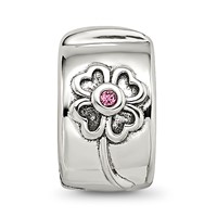 Sterling Silver Reflections Crystal Flower Clip Bead view 5