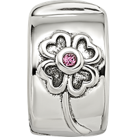 Sterling Silver Reflections Crystal Flower Clip Bead view 3