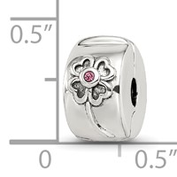Sterling Silver Reflections Crystal Flower Clip Bead view 4