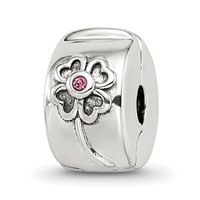 Sterling Silver Reflections Crystal Flower Clip Bead view 1