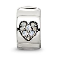 Sterling Silver Reflections Crystal Heart Clip Bead view 5