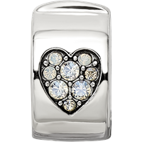 Sterling Silver Reflections Crystal Heart Clip Bead view 3
