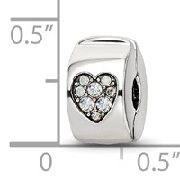 Sterling Silver Reflections Crystal Heart Clip Bead view 4