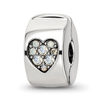 Sterling Silver Reflections Crystal Heart Clip Bead view 1