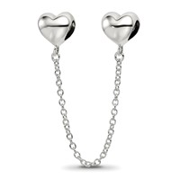 Sterling Silver Reflections Polished Hearts Safety Chain view 1