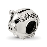 Sterling Silver Reflections Fun Money Piggy Bank Bead view 1