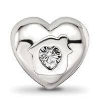 Sterling Silver Reflections Crystals Love Resides Heart Bead view 3