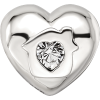 Sterling Silver Reflections Crystals Love Resides Heart Bead view 4