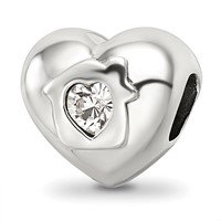 Sterling Silver Reflections Crystals Love Resides Heart Bead view 1