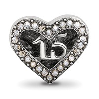 Sterling Silver Reflections Crystals Quinceanera Heart Bead view 3