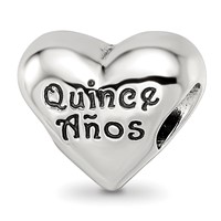 Sterling Silver Reflections Crystals Quinceanera Heart Bead view 5