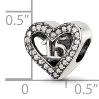 Sterling Silver Reflections Crystals Quinceanera Heart Bead view 4
