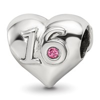 Sterling Silver Reflections Crystals Sweet 16 Heart Bead view 5