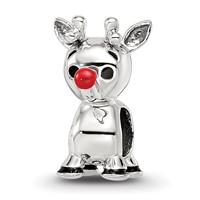Sterling Silver Reflections Red Enamel Rudolph Bead view 1