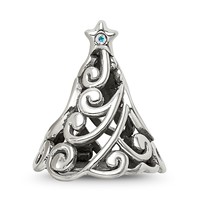 Sterling Silver Reflections Crystal Filigree Christmas Tree Bead view 5