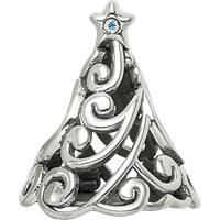 Sterling Silver Reflections Crystal Filigree Christmas Tree Bead view 3
