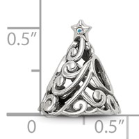 Sterling Silver Reflections Crystal Filigree Christmas Tree Bead view 4