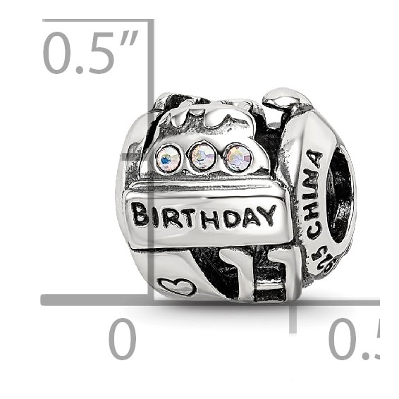 Sterling Silver Reflections Crystals Birthday Collage Bead