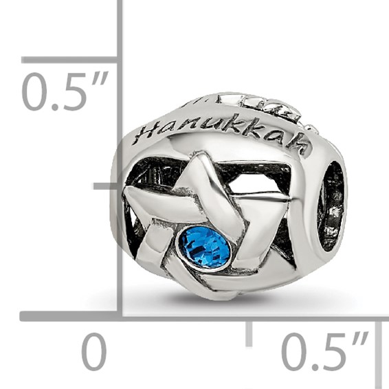 Sterling Silver Reflections Crystals Happy Hanukkah Bead