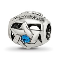 Sterling Silver Reflections Crystals Happy Hanukkah Bead view 1