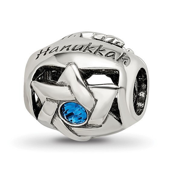 Sterling Silver Reflections Crystals Happy Hanukkah Bead