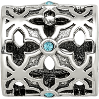 Sterling Silver Reflections Moroccan Lattice with Crystals Bead view 3
