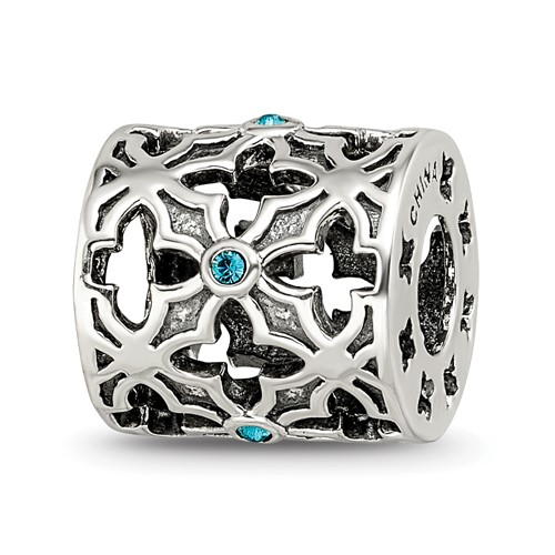 Sterling Silver Reflections Moroccan Lattice with Crystals Bead