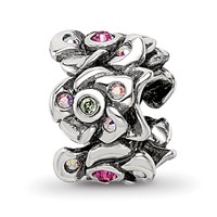 Sterling Silver Reflections Crystals Cherry Blossoms Bead view 1