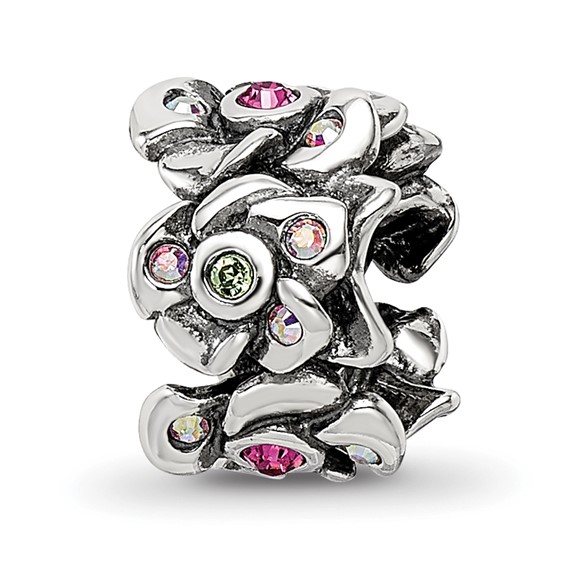 Sterling Silver Reflections Crystals Cherry Blossoms Bead