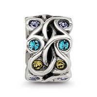 Sterling Silver Reflections Crystals Mandala Spacer Bead view 5