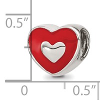 Sterling Silver Reflections Rh-plated Red Enamel Love & Heart Bead view 4