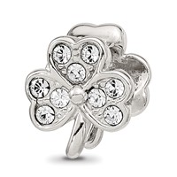 Sterling Silver Reflections Enameled Crystal Shamrock Bead view 1