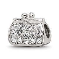 Sterling Silver Reflections Enamel Crystal Purse Bead view 1