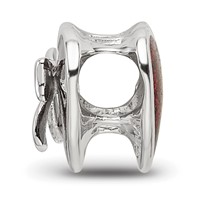 Sterling Silver Reflections Rhodium-plated Red Enameled Heart Bead view 2