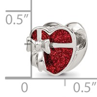 Sterling Silver Reflections Rhodium-plated Red Enameled Heart Bead view 3