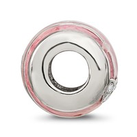 Sterling Silver Reflections Pink Enameled Crystal Hearts Bead view 2