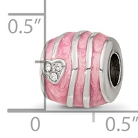 Sterling Silver Reflections Pink Enameled Crystal Hearts Bead view 3