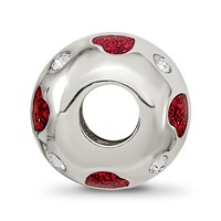 Sterling Silver Reflections Red Enameled Crystal Hearts Bead view 2