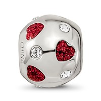 Sterling Silver Reflections Red Enameled Crystal Hearts Bead view 4