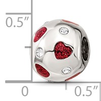 Sterling Silver Reflections Red Enameled Crystal Hearts Bead view 3