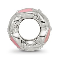 Sterling Silver Reflections Pink Enamel Crystal Hearts Bead view 2