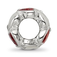 Sterling Silver Reflections Red Enamel Crystal Hearts Bead view 2
