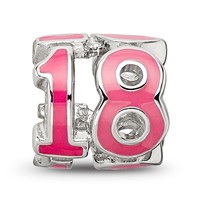 Sterling Silver Reflections Rhodium-plated Pink Enameled 18 Bead view 5
