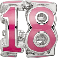 Sterling Silver Reflections Rhodium-plated Pink Enameled 18 Bead view 3