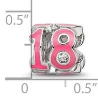Sterling Silver Reflections Rhodium-plated Pink Enameled 18 Bead view 4