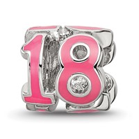Sterling Silver Reflections Rhodium-plated Pink Enameled 18 Bead view 1