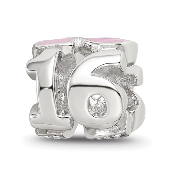 Sterling Silver Reflections Pink Enameled Crystal 16 Bead